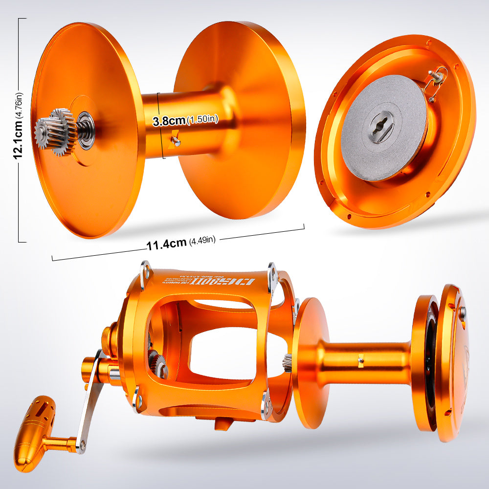 PROBEROS® Jigging Reels DG30/50/80 Fishing Reel Boat Two Speed Aluminum CNC Machined 45KG Max Drag Sea Boat Trolling Reel