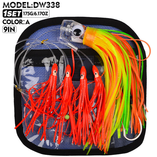 PROBEROS Trolling Lure Acrylic Octopus Skirt Squid Soft Bait 6inch/9inch Sea Fishing Boat Fishing Resin Bionic Soft Lure1 SET per pack