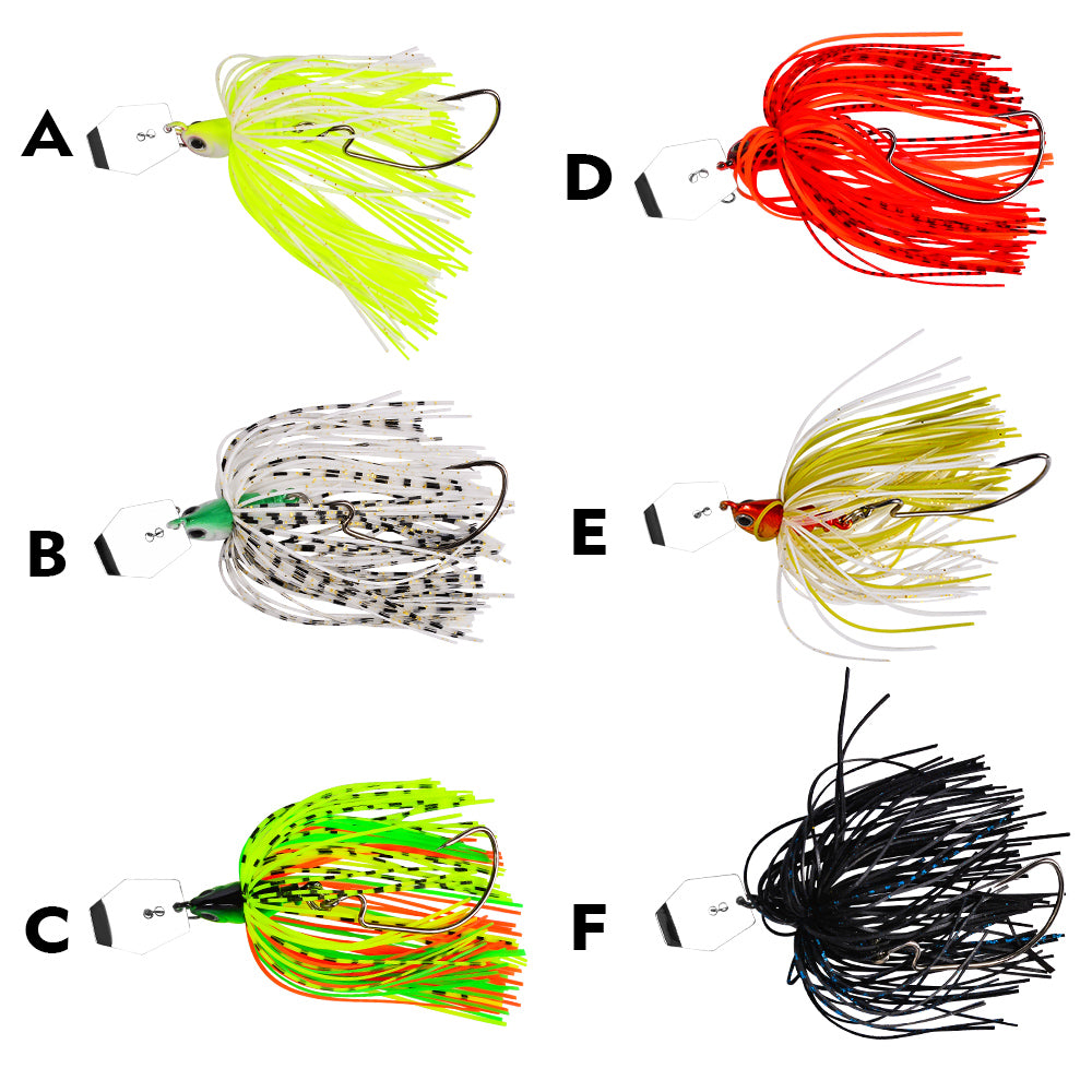 proberos 6pc Fishing Lures 3pcs 7cm 10g Blade Metal Bait With Rubber Skirt Artificial Wobbler Buzzbait Jigging Lure Spinner Bait