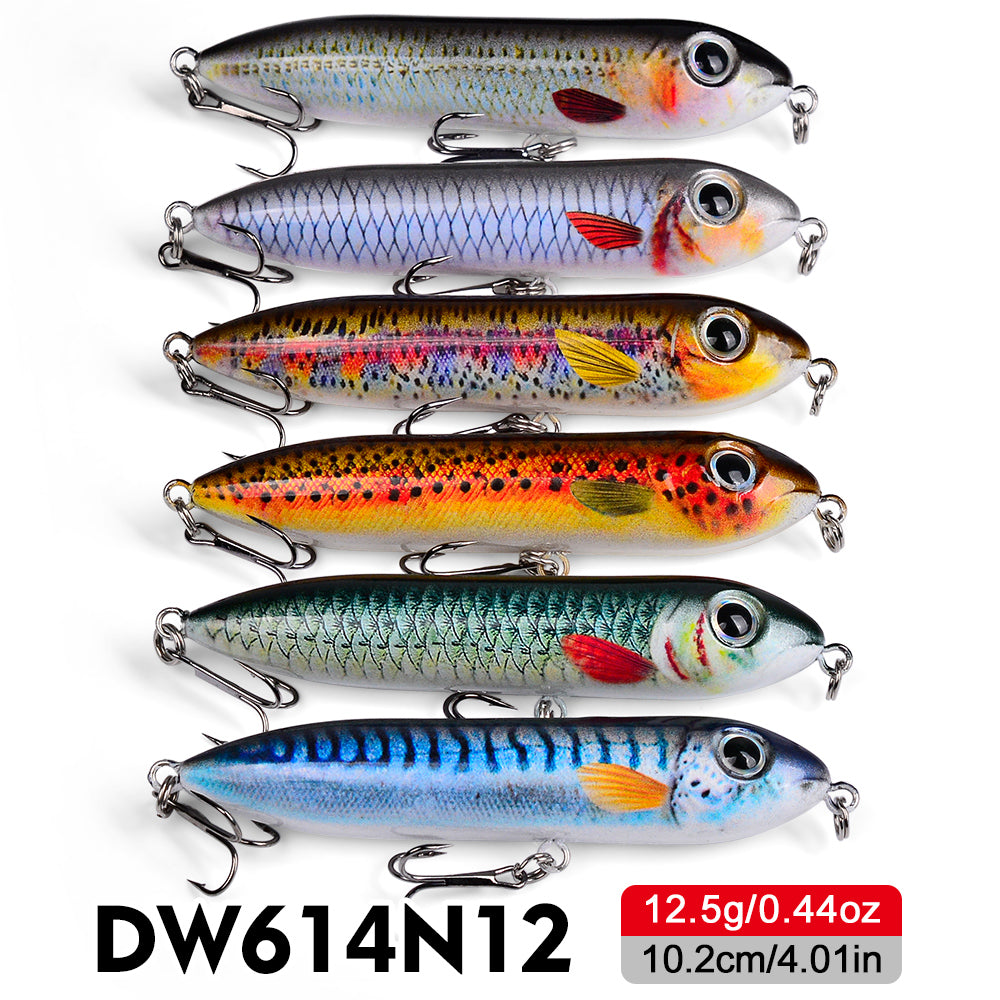 PROBEROS 5PC Top Water Pencil Lure Artificial Hard fishing Baits Wobbler Water Surface Fish Leurre 12g/10.2cm,26g/13.5cm 1PC