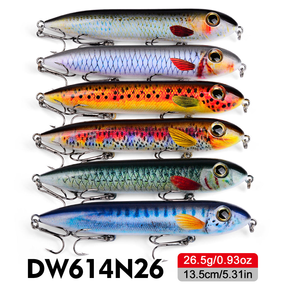 PROBEROS 5PC Top Water Pencil Lure Artificial Hard fishing Baits Wobbler Water Surface Fish Leurre 12g/10.2cm,26g/13.5cm 1PC