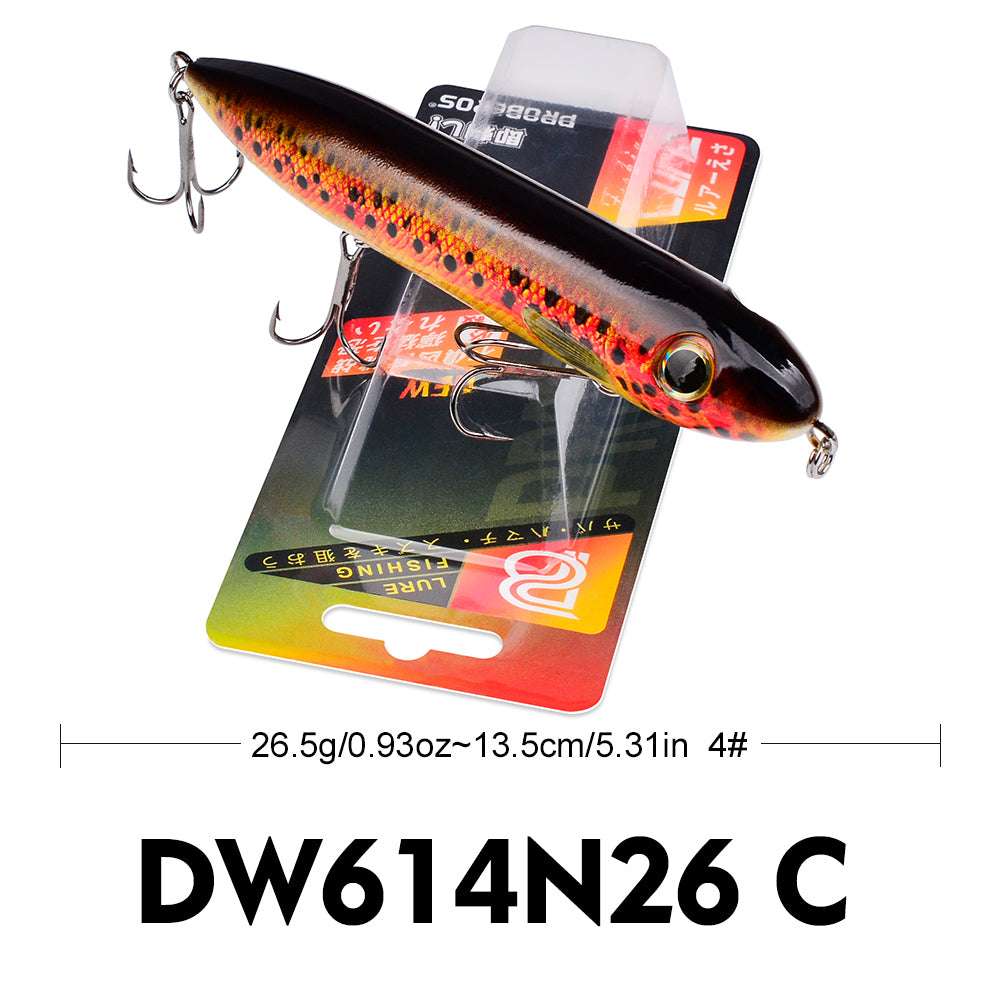 PROBEROS 5PC Top Water Pencil Lure Artificial Hard fishing Baits Wobbler Water Surface Fish Leurre 12g/10.2cm,26g/13.5cm 1PC