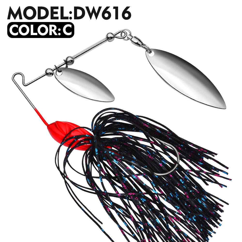 PROBEROS 5pcs 18g Spinnerbait Rubber Metal Jig Head with Silicone Skirt Spinning Blades Saltwater Japanese Lure Carp Fishing