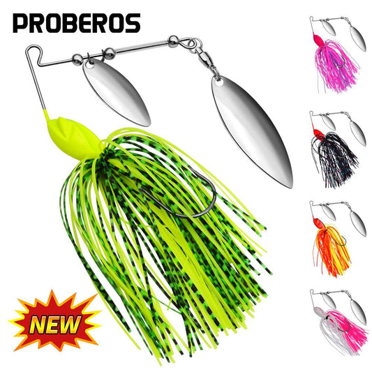 PROBEROS 5pcs 18g Spinnerbait Rubber Metal Jig Head with Silicone Skirt Spinning Blades Saltwater Japanese Lure Carp Fishing - Proberos