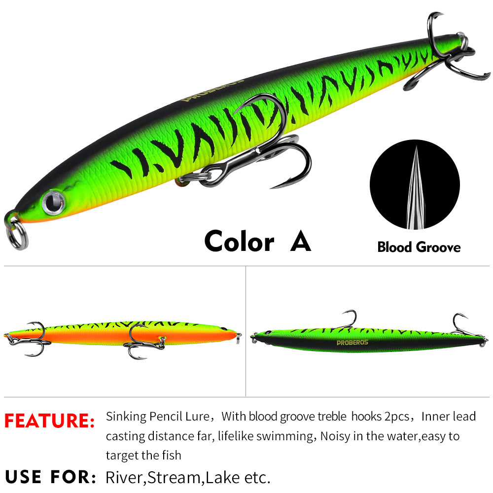 PROBEROS 5pcs Premium Minnow Fishing Lure Set - Realistic Crankbait Lures for Bass Fishing - Durable and Lightweight Tackle 25.4g/13.2cm