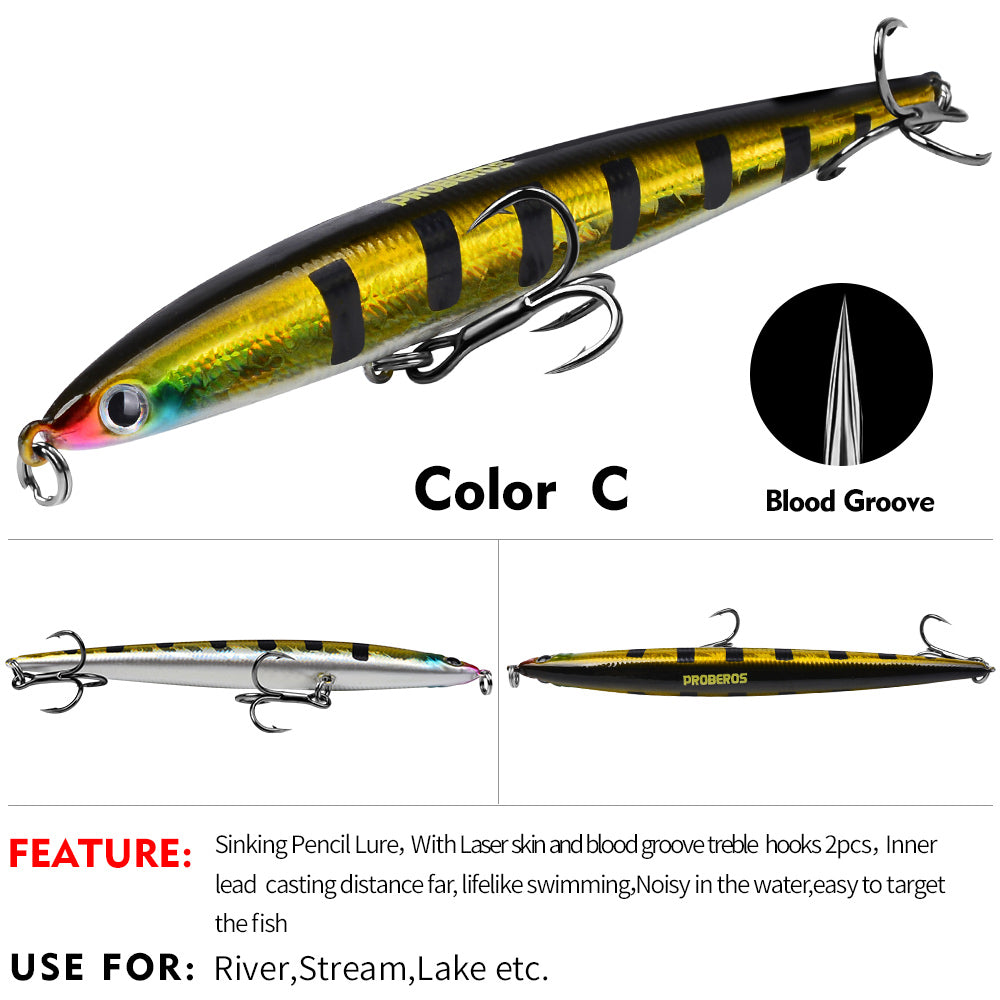 PROBEROS 5pcs Premium Minnow Fishing Lure Set - Realistic Crankbait Lures for Bass Fishing - Durable and Lightweight Tackle 25.4g/13.2cm