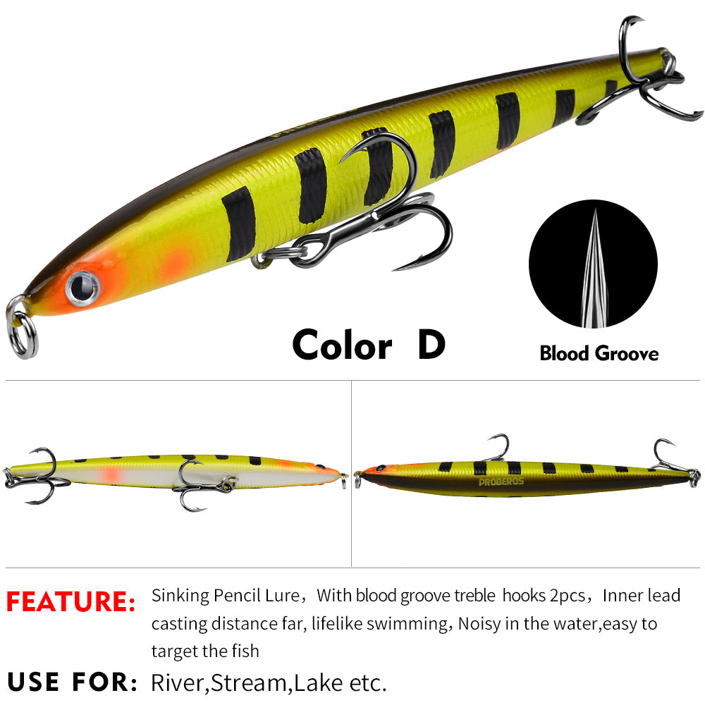 PROBEROS 5pcs Premium Minnow Fishing Lure Set - Realistic Crankbait Lures for Bass Fishing - Durable and Lightweight Tackle 25.4g/13.2cm