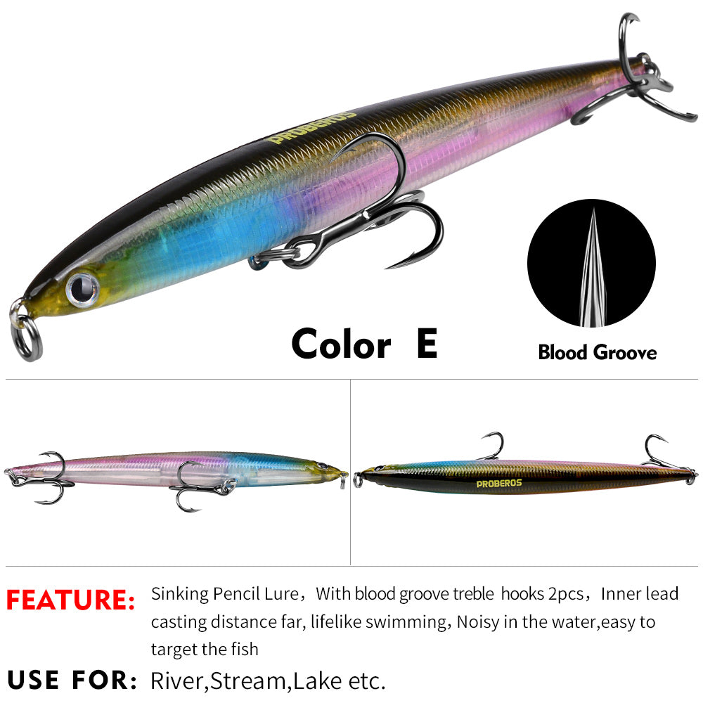 PROBEROS 5pcs Premium Minnow Fishing Lure Set - Realistic Crankbait Lures for Bass Fishing - Durable and Lightweight Tackle 25.4g/13.2cm