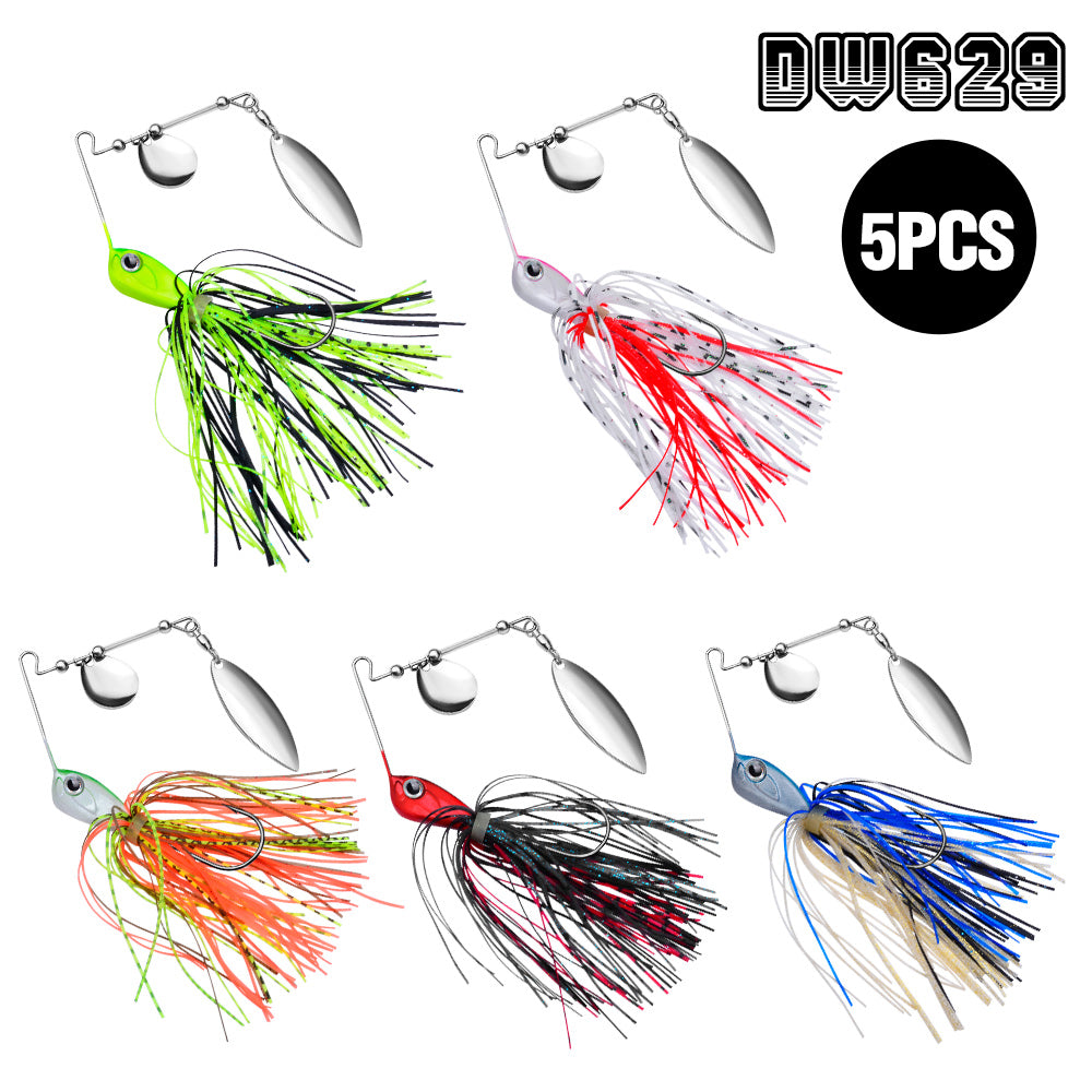 PROBEROS 5PC New ELITELURE Rubber Skirt Jig 10/14gSpinner Bait Spinning Lure Metal Spoon Wobbler With Barbed Hook For Bass Trout Pike Fishing