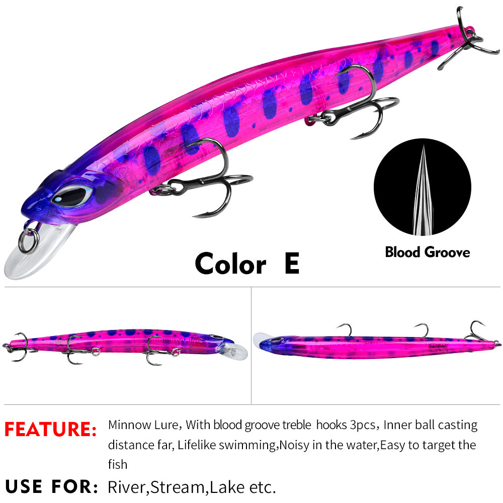 PROBEROS 6PC Professional Floating Minnow Fishing Lures - 15cm & 19cm, Plastic Bionic Baits for Targeting Bass and Pike in All Waters