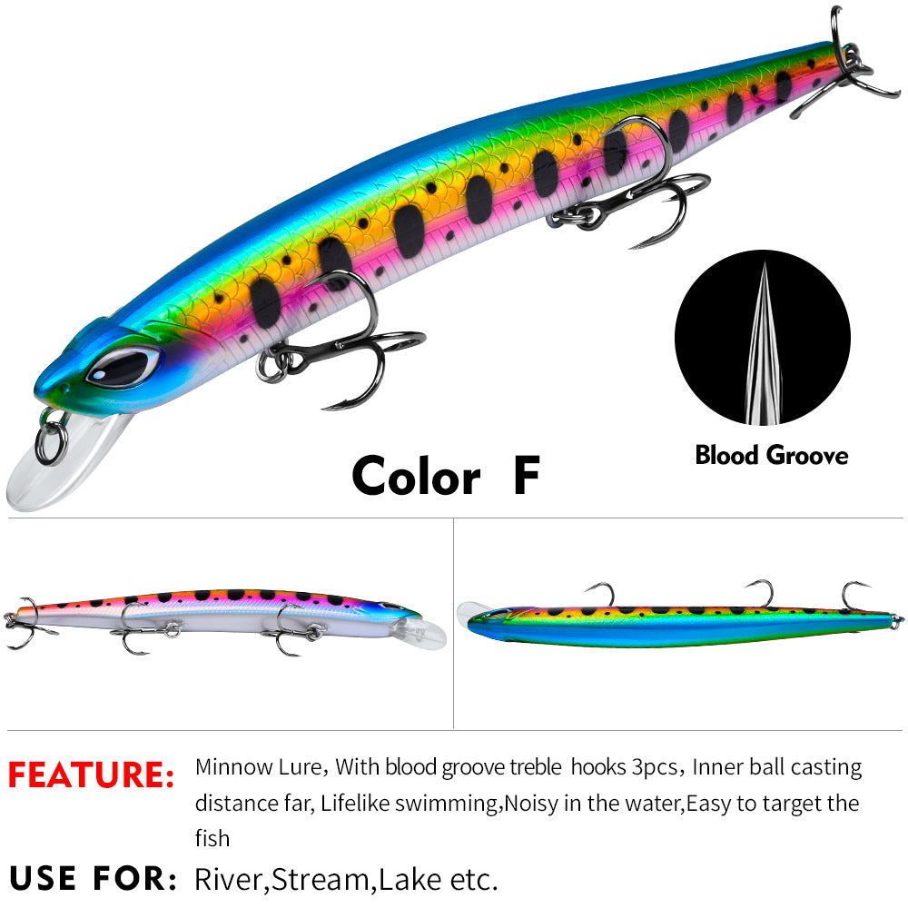 PROBEROS 6PC Professional Floating Minnow Fishing Lures - 15cm & 19cm, Plastic Bionic Baits for Targeting Bass and Pike in All Waters