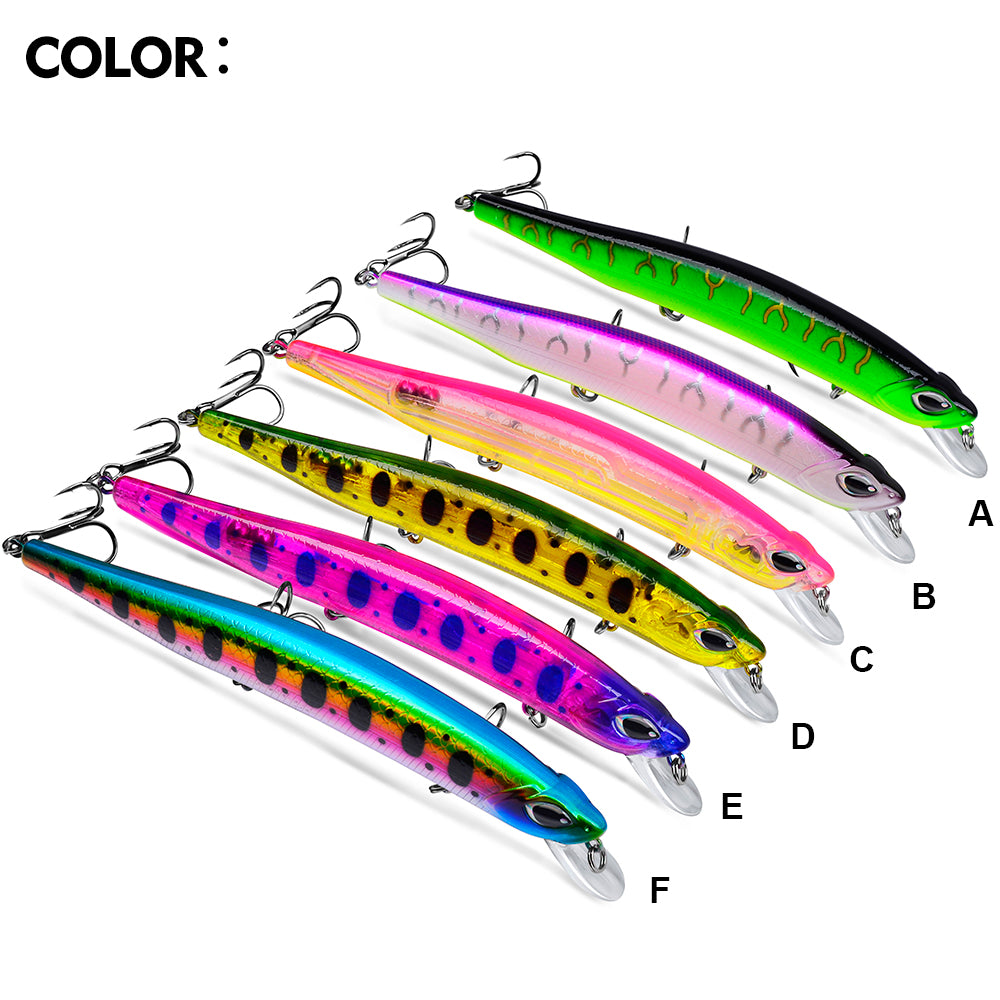 PROBEROS 6PC Professional Floating Minnow Fishing Lures - 15cm & 19cm, Plastic Bionic Baits for Targeting Bass and Pike in All Waters