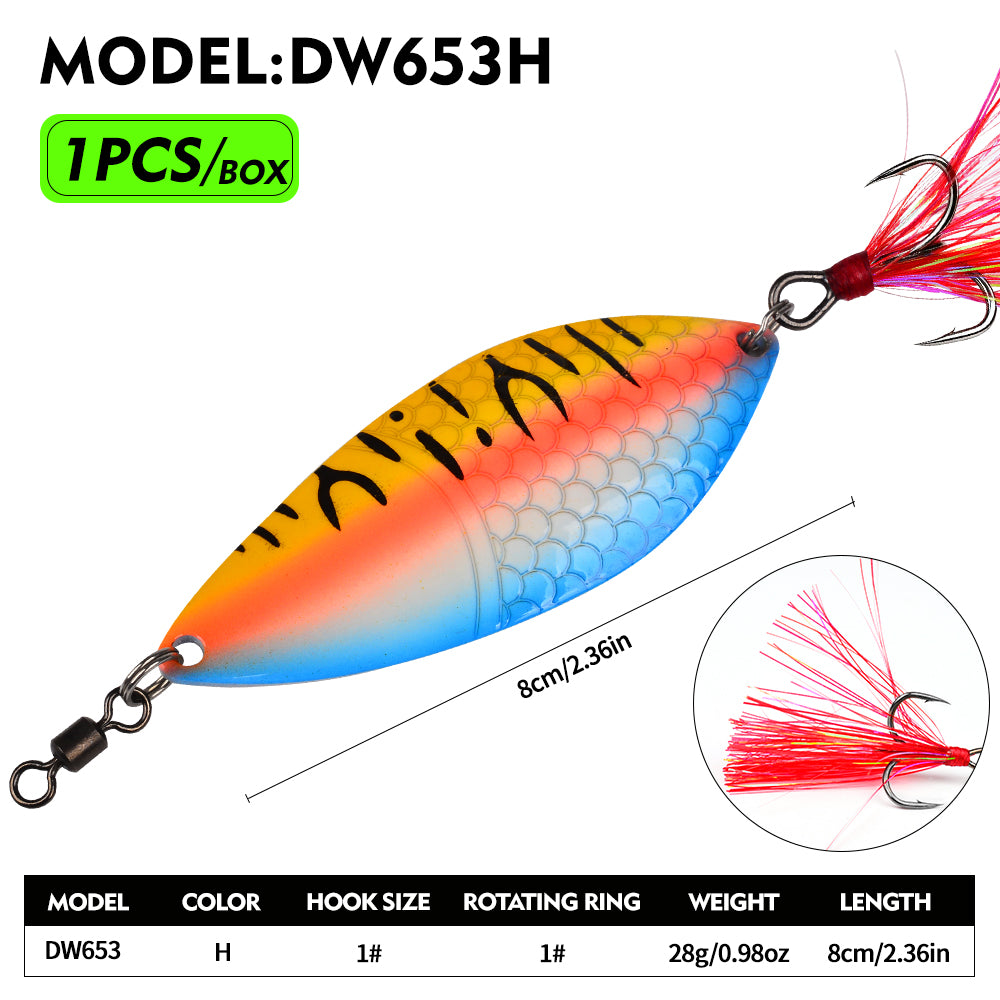 PROBEROS Spoon Lure 8 Colors (A-H)Freshwater/Saltwater Fishing Bait 28g (1PC Pack)