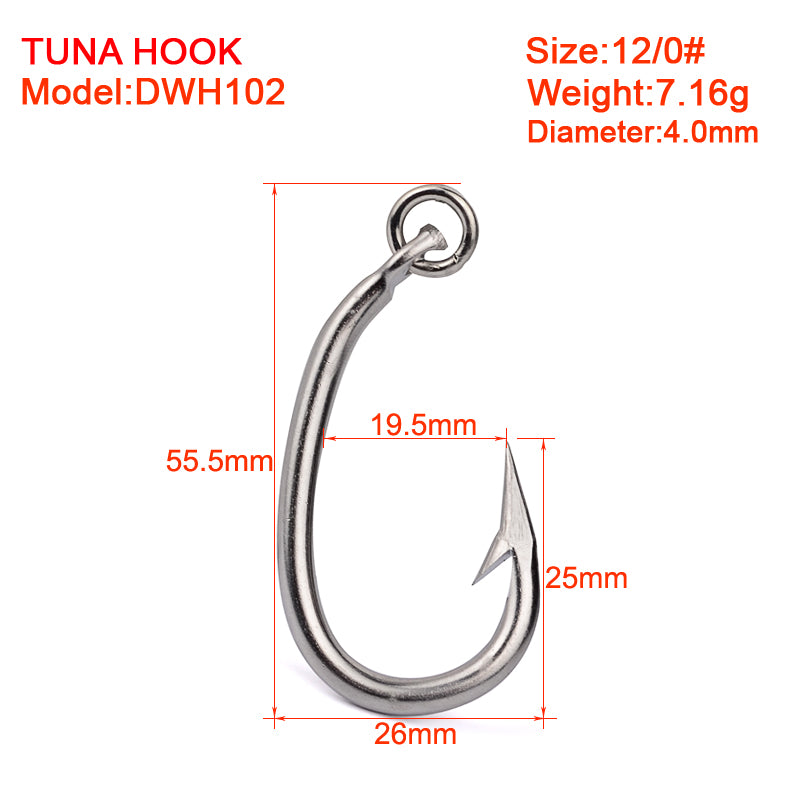 PROBEROS 20pcs Saltwater Fishing Hooks Circle Hooks 10/0-11/0-12/0-13/0-14/0-15/0-16/0# Stainless Steel Jigging Fishhooks