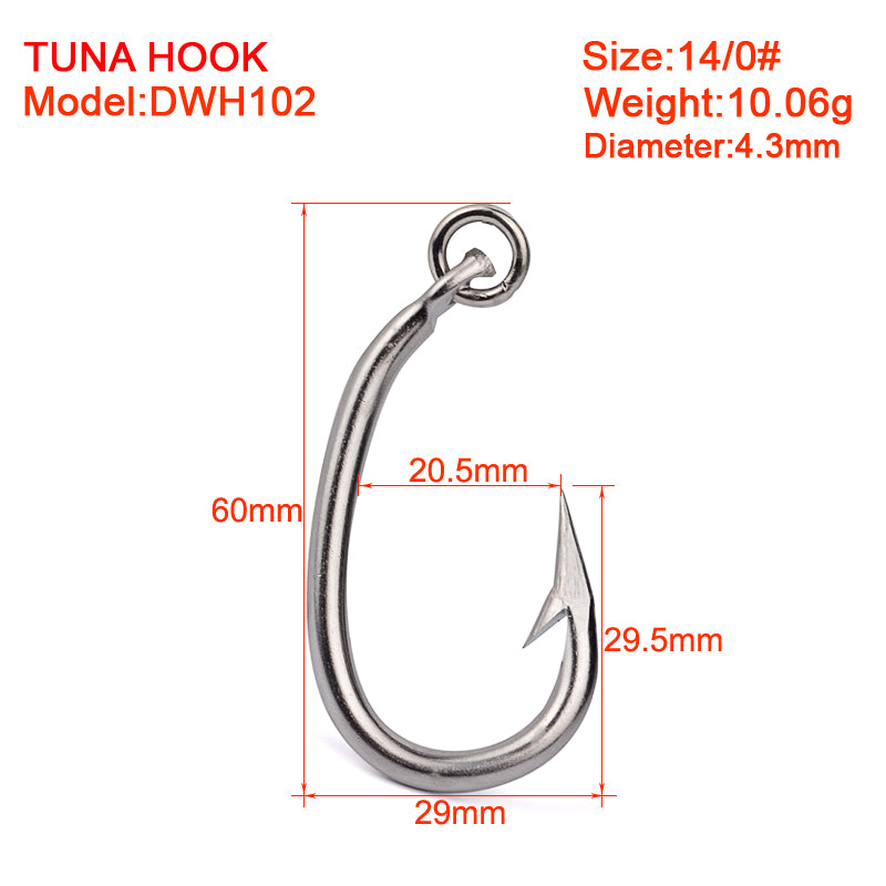 PROBEROS 20pcs Saltwater Fishing Hooks Circle Hooks 10/0-11/0-12/0-13/0-14/0-15/0-16/0# Stainless Steel Jigging Fishhooks