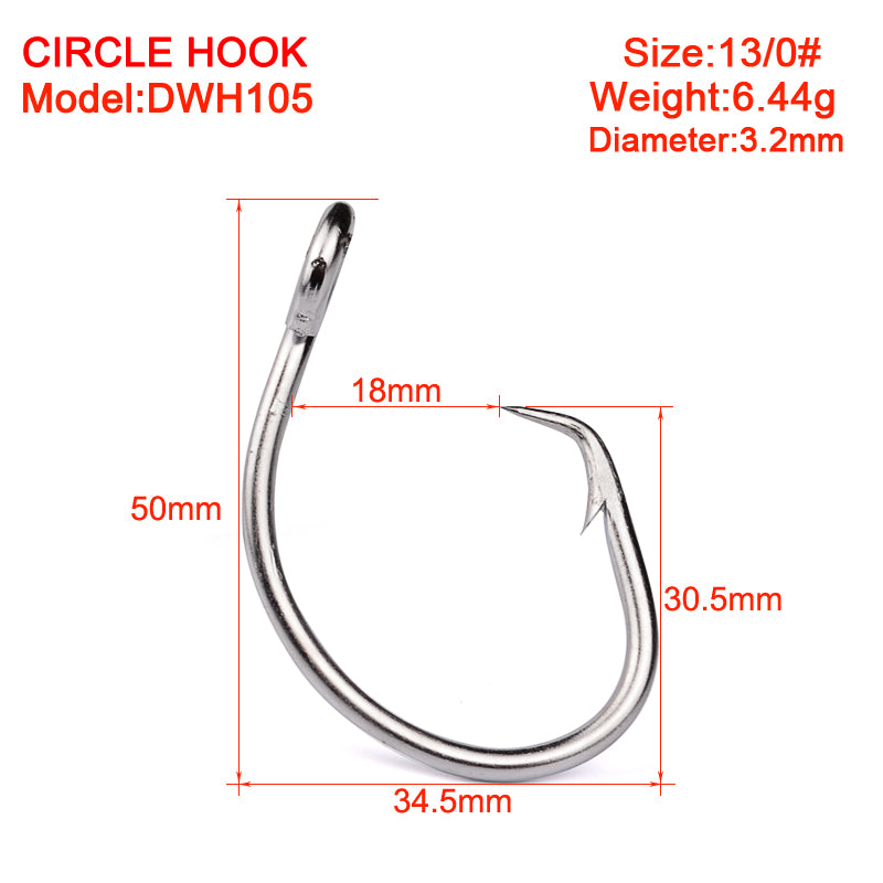 PROBEROS 20PCS Saltwater Fishing Hooks Circle Hooks 11/0-12/0-13/0-14/0-15/0-16/0# Stainless Steel Jigging Fishhooks
