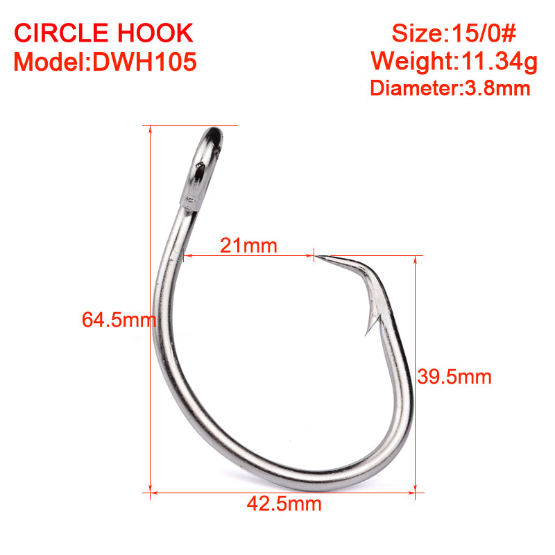 PROBEROS 20PCS Saltwater Fishing Hooks Circle Hooks 11/0-12/0-13/0-14/0-15/0-16/0# Stainless Steel Jigging Fishhooks