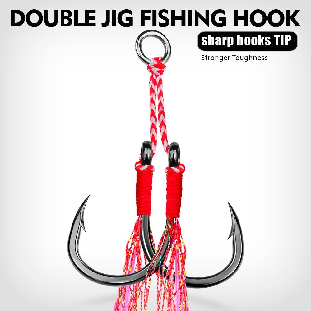 PROBEROS 5SET 2Pc/SET High-carbon Steel Luya Iron Plate Hook Tied With Bright Silk Sea Fishing Double Hook Wholesale Fish Hooks