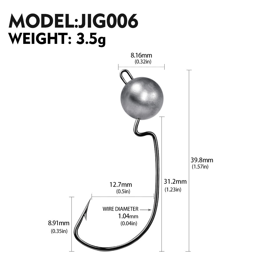 PROBEROS Wide Belly Crank Lead Head Hook 3.5g 5g 7g 10g Primary Color Lead Head Hook Soft Lure 20pcs