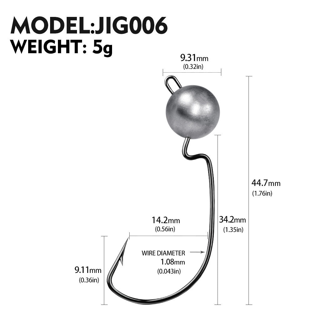 PROBEROS Wide Belly Crank Lead Head Hook 3.5g 5g 7g 10g Primary Color Lead Head Hook Soft Lure 20pcs