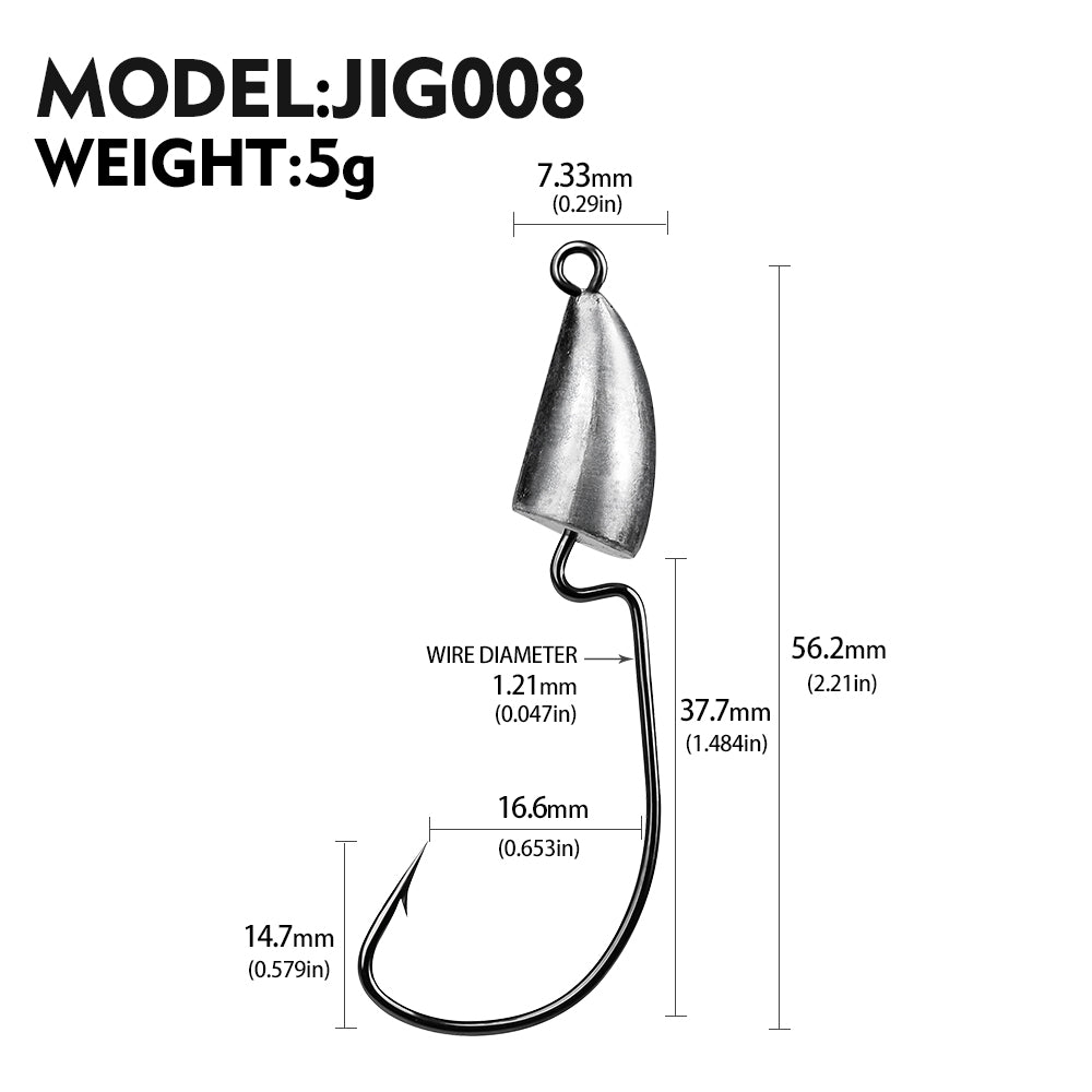 PROBEROS Root Fishing Hook Original Lead Crank Lead Head Hook 5g 7g 10g 14g Soft Worm Hook with Barb Lure Hook Fishing Tackle Accessories 20pcs