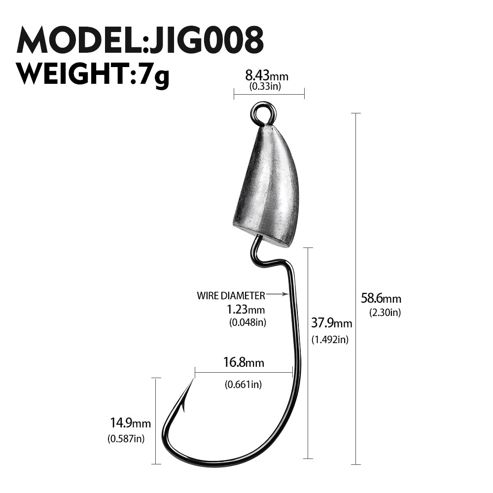 PROBEROS Root Fishing Hook Original Lead Crank Lead Head Hook 5g 7g 10g 14g Soft Worm Hook with Barb Lure Hook Fishing Tackle Accessories 20pcs