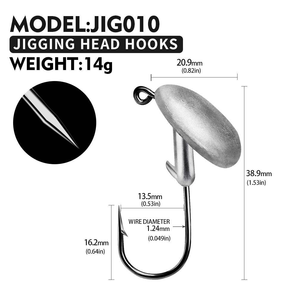 PROBEROS® Sharp Lead Head Hook High Carbon Steel Tumbler Lead Head Hook Lure Hook 3.5g 5g 7g 10g 14g Soft Worm Hook 20pcs - Proberos