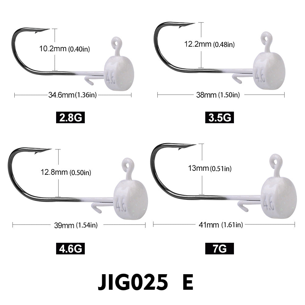 PROBEROS 5Pcs Saltwater Lead Jig Hooks 3g-7g High Carbon Steel Fishing Hooks