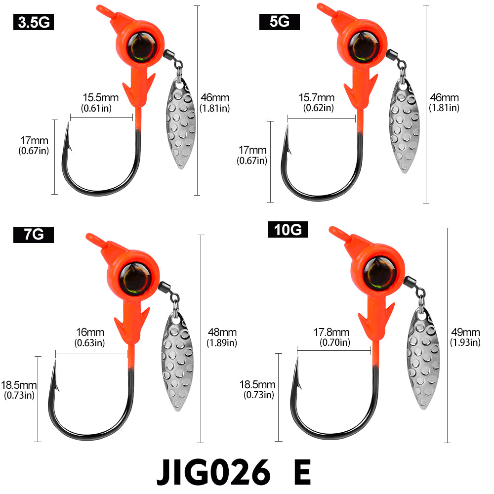 PROBEROS 5Pcs Saltwater Lead Jig Hooks 4g-10g High Carbon Steel Fishing Hooks
