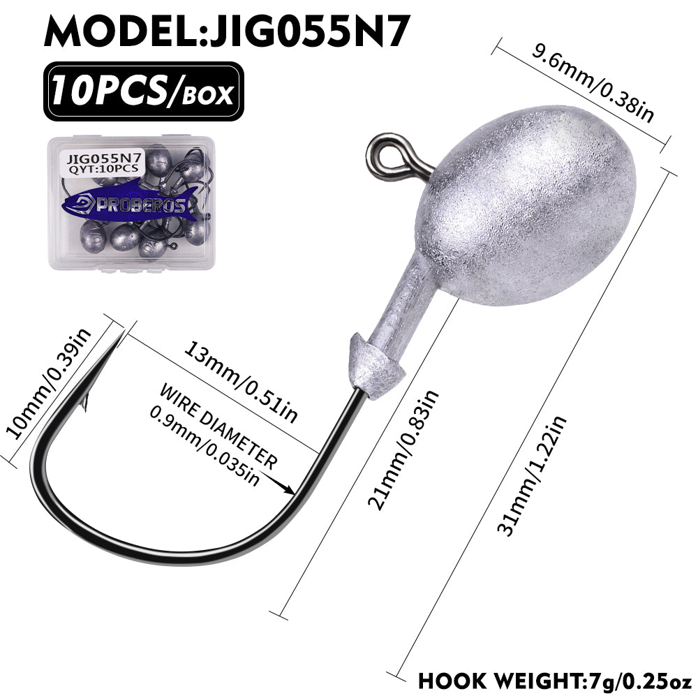 PROBEROS JIG055 Oval Ball Lead Jig Head Hooks