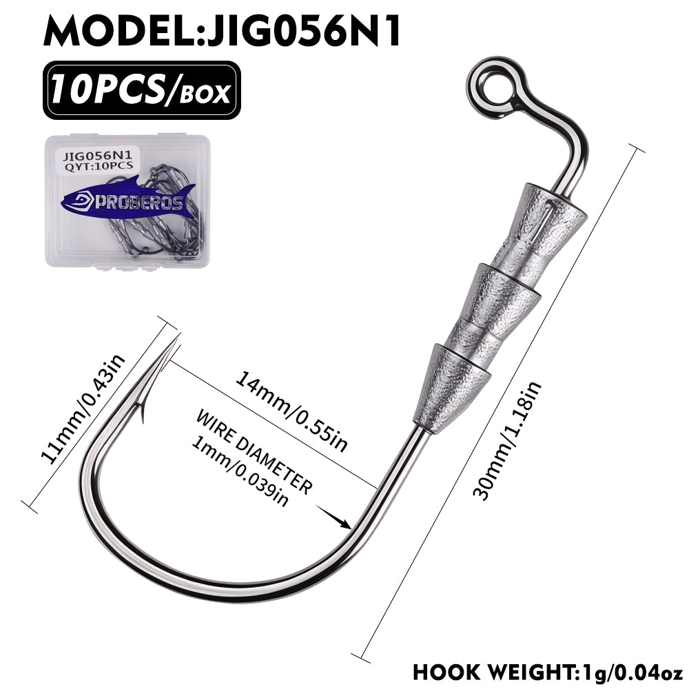 PROBEROS JIG056 Multi-Spike Lead Jig Head Hooks (10-Pack)