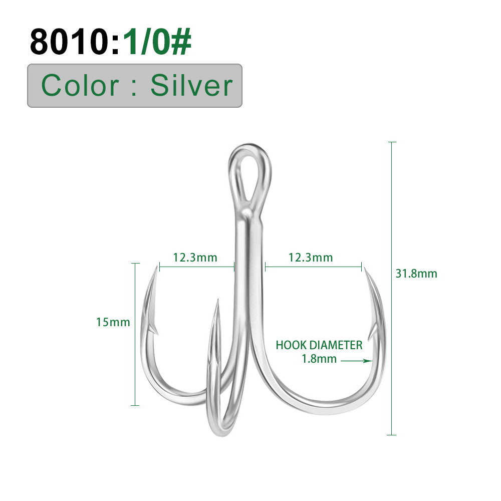 PROBEROS Bright Tin Triple Hook with Barbed Anchor Hook Double Reinforced Bulk Lure Hook Hook 50pcs