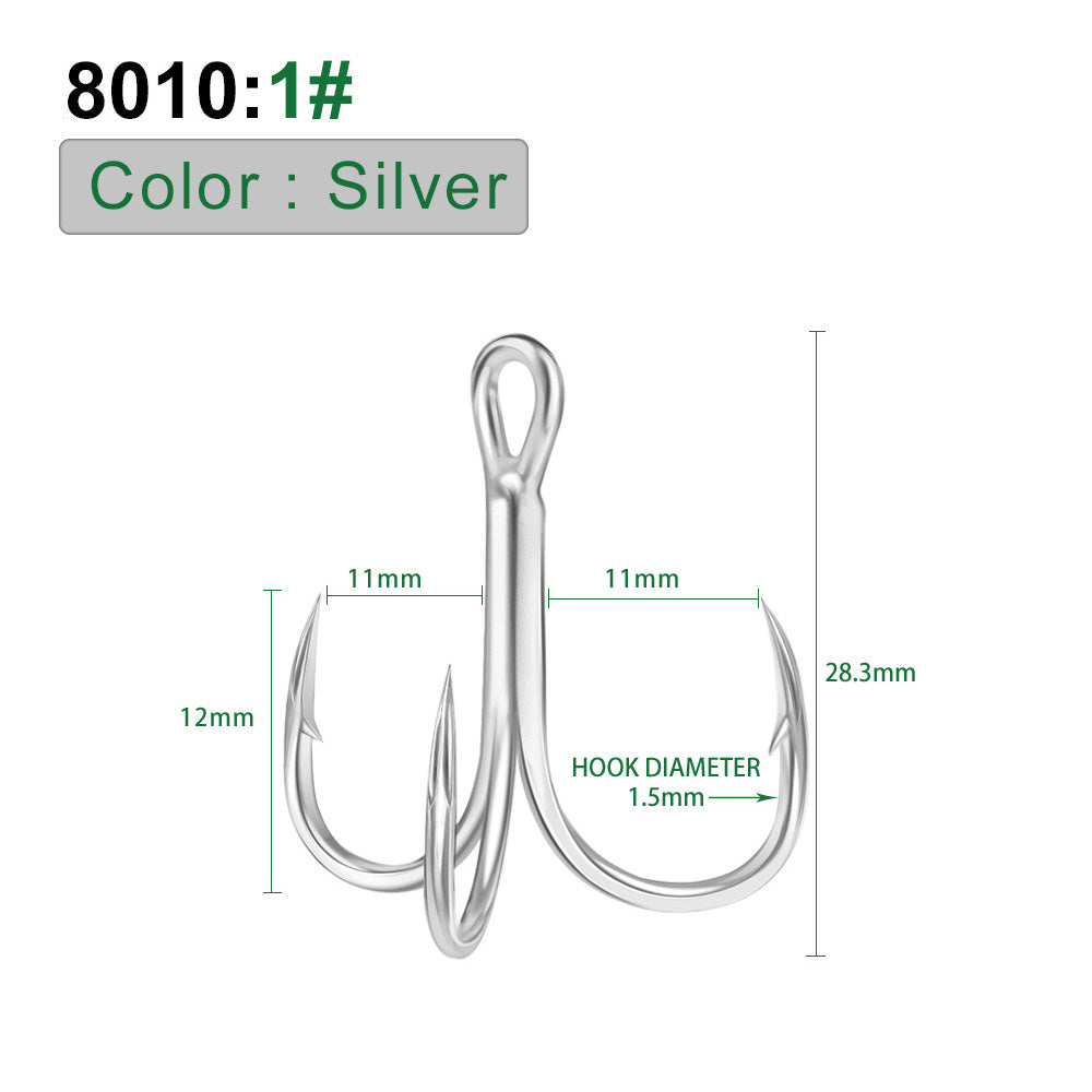 PROBEROS Bright Tin Triple Hook with Barbed Anchor Hook Double Reinforced Bulk Lure Hook Hook 50pcs