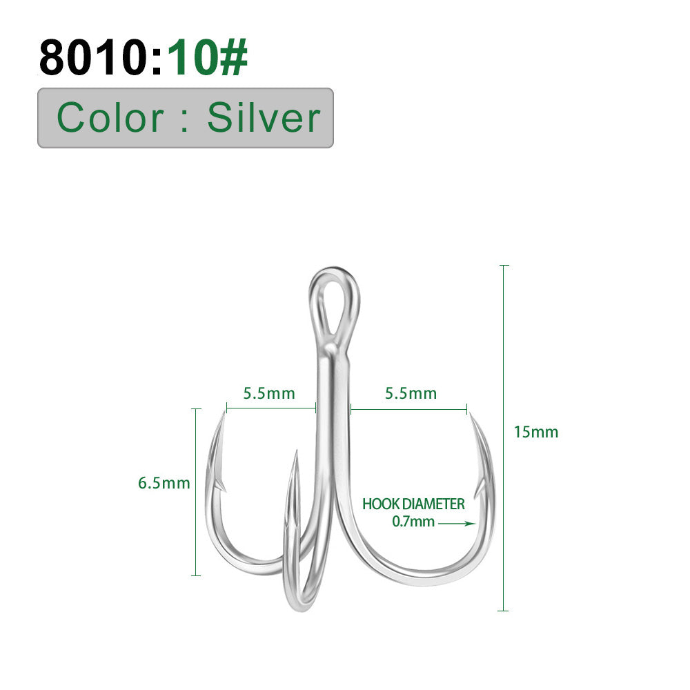 PROBEROS Bright Tin Triple Hook with Barbed Anchor Hook Double Reinforced Bulk Lure Hook Hook 50pcs
