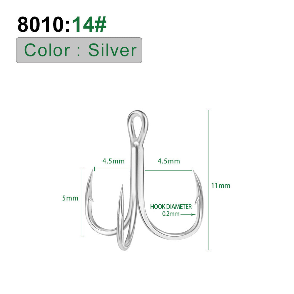 PROBEROS Bright Tin Triple Hook with Barbed Anchor Hook Double Reinforced Bulk Lure Hook Hook 50pcs