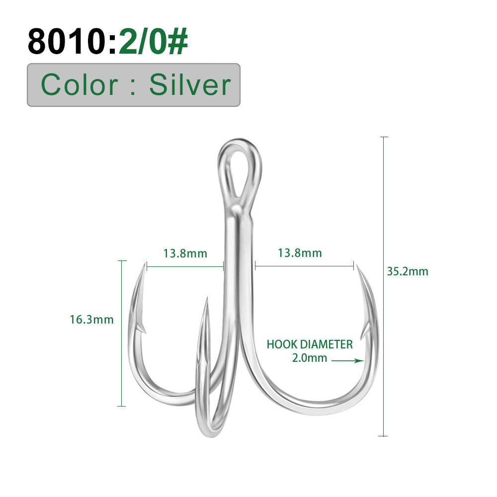 PROBEROS Bright Tin Triple Hook with Barbed Anchor Hook Double Reinforced Bulk Lure Hook Hook 50pcs