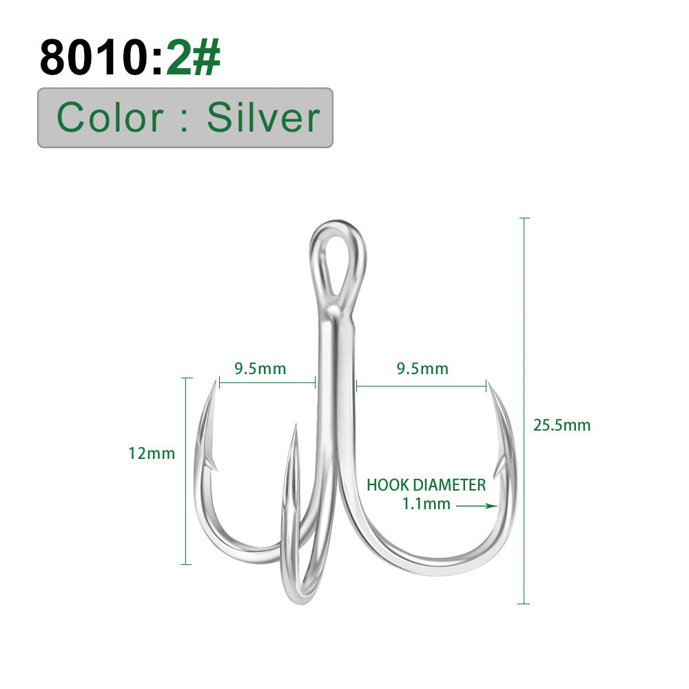 PROBEROS Bright Tin Triple Hook with Barbed Anchor Hook Double Reinforced Bulk Lure Hook Hook 50pcs