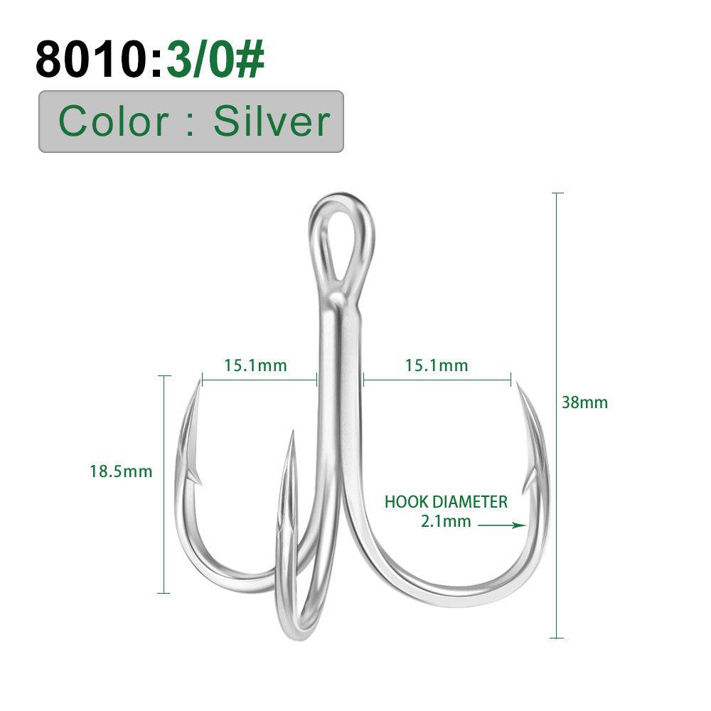 PROBEROS Bright Tin Triple Hook with Barbed Anchor Hook Double Reinforced Bulk Lure Hook Hook 50pcs - Proberos