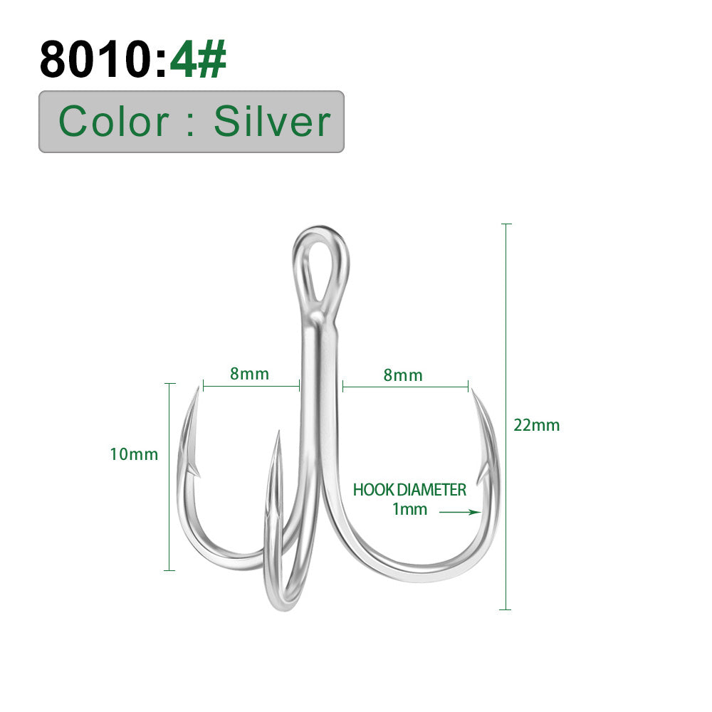 PROBEROS Bright Tin Triple Hook with Barbed Anchor Hook Double Reinforced Bulk Lure Hook Hook 50pcs