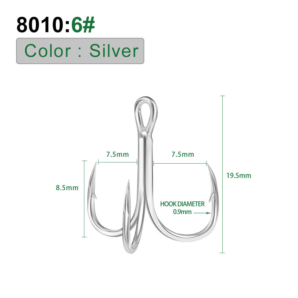 PROBEROS Bright Tin Triple Hook with Barbed Anchor Hook Double Reinforced Bulk Lure Hook Hook 50pcs