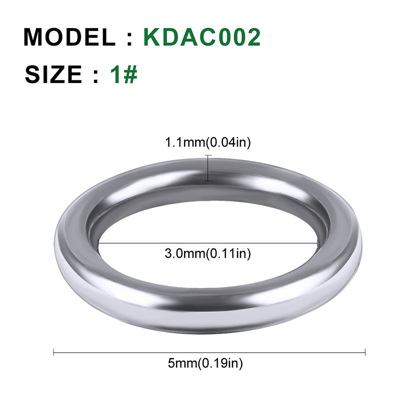 PROBEROS Stainless Steel Single Loop Lure 304SS Flattened Loop Lure Hook O-Ring Solid Single Ring, 50 pcs