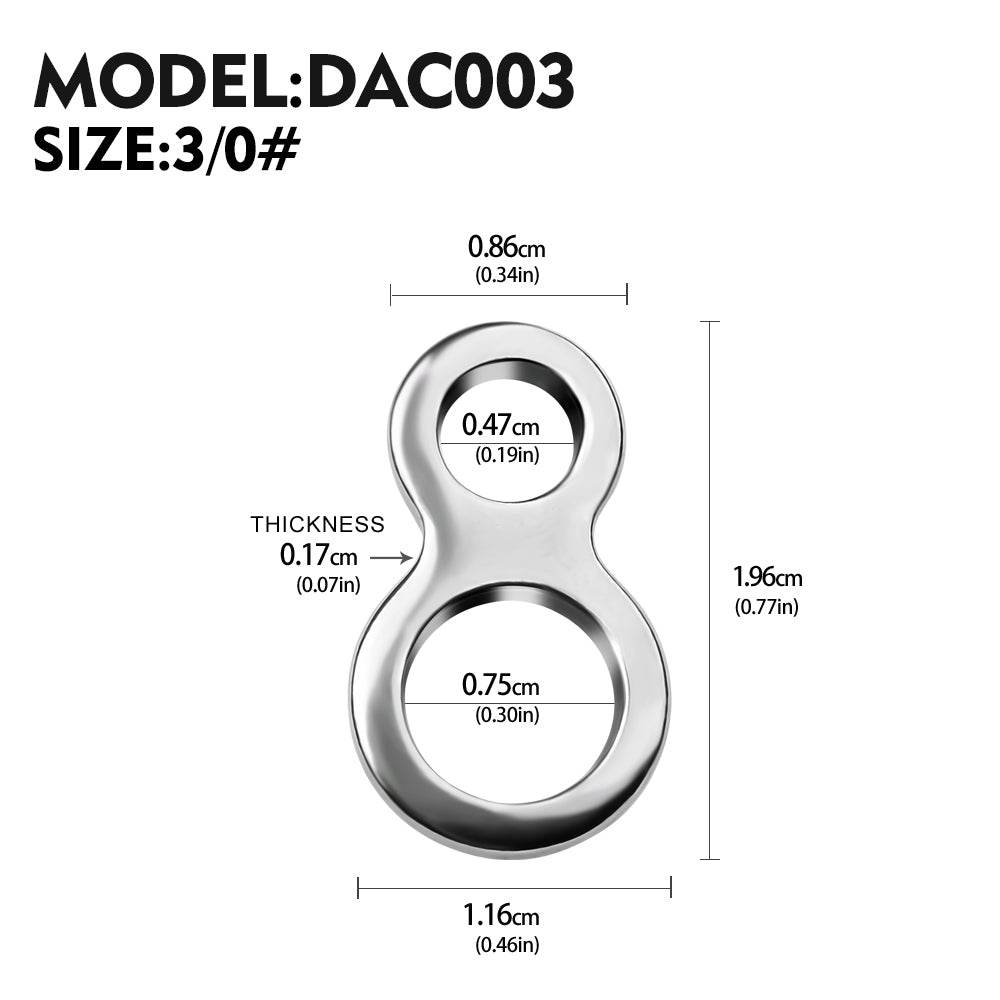 PROBEROS Double Hole Eight Ring Lure Connector Stainless Steel Two Hole Luya Ring Solid Circle Fishing Tackle Accessories 50pcs/pack - Proberos