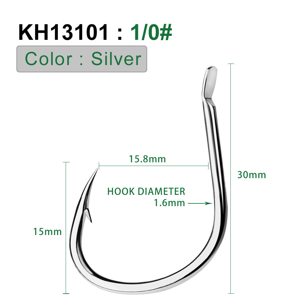 PROBEROS 5package 10Pcs/package Crank Jig Head Fishing Hooks 1/0-5/0# Barbed Single Circle Carp Hooks High Carbon Steel Fishhooks Fishing Tackle