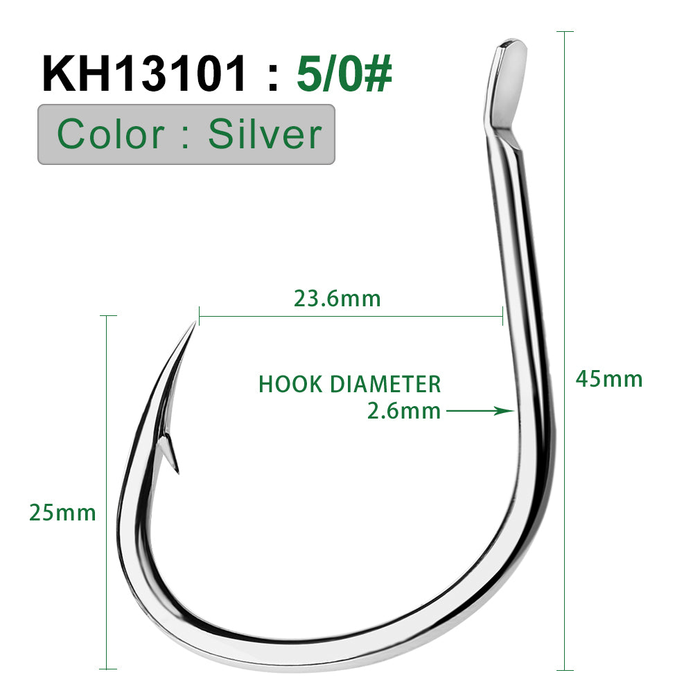 PROBEROS 5package 10Pcs/package Crank Jig Head Fishing Hooks 1/0-5/0# Barbed Single Circle Carp Hooks High Carbon Steel Fishhooks Fishing Tackle