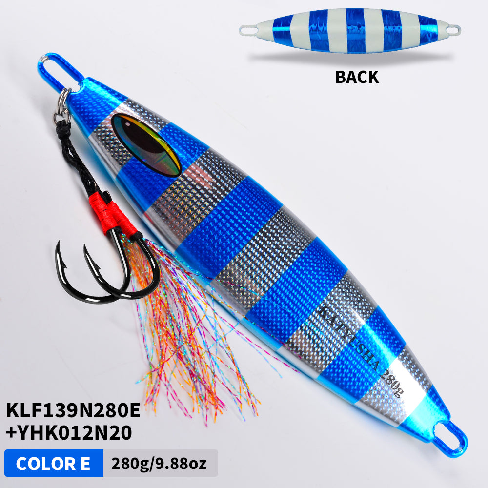 PROBEROS Lead Slow Jigging Lure with Assist Hook 5 Colors (A-E) Saltwater Big Game Bait 180g-280g (1PC Pack)