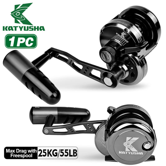PROBEROS Slow Pitch Jigging Reel, 25kg Max Drag, Gunmetal Black CNC Aluminum Offshore Reel, 9+2 Bearings, 6.2:1 Gear Ratio 540g/546g
