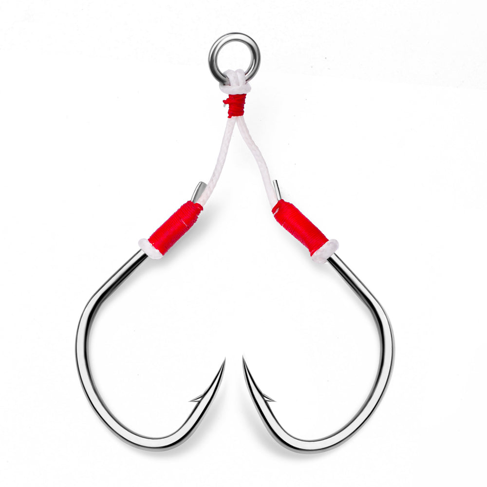 PROBEROS 5PC Metal Jig Assist Hook with Kevlar Line,Solid Ring,Jigging Spoon,Saltwater Fishhook,Corrosion and Seawater Resistance Hook