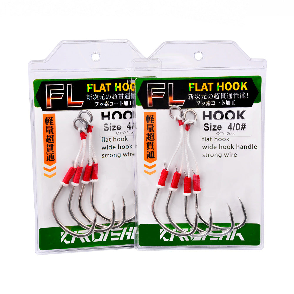 PROBEROS 5PC Metal Jig Assist Hook with Kevlar Line,Solid Ring,Jigging Spoon,Saltwater Fishhook,Corrosion and Seawater Resistance Hook