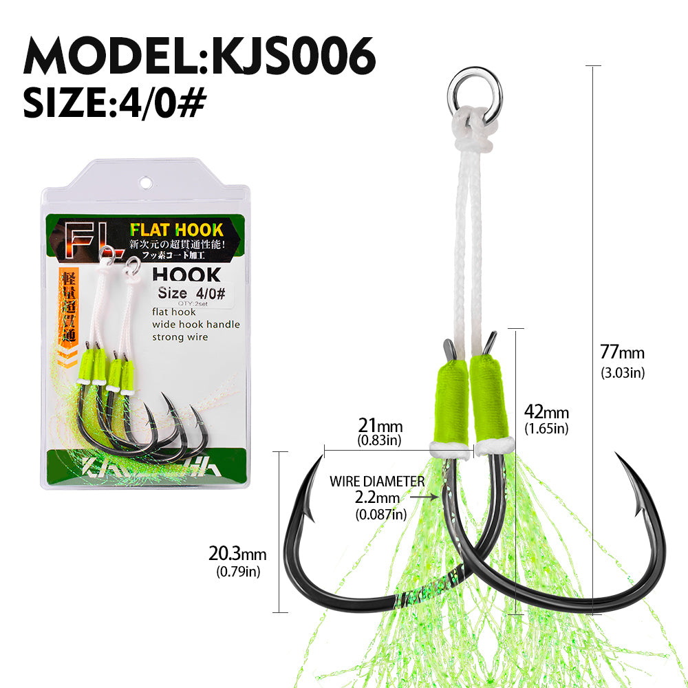 PROBEROS 5pcs Double Fishing Assist Hooks Kit,With tassels Slow Fall Jigging Lures,Perfect for Vertical Jigging,Outdoor fishing