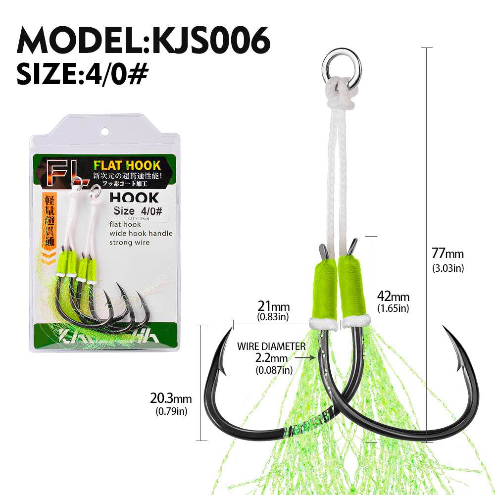 PROBEROS 5pcs Double Fishing Assist Hooks Kit,With tassels Slow Fall Jigging Lures,Perfect for Vertical Jigging,Outdoor fishing - Proberos